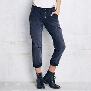 FREE PEOPLE Mountaineer Distressed Jeans Black 0